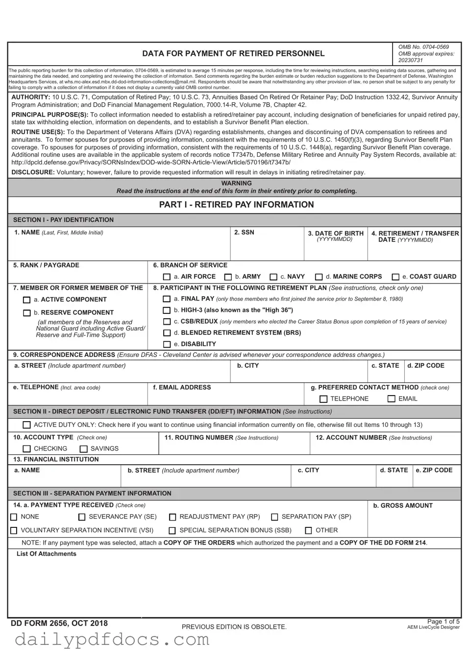Fill Your DD 2656 Form