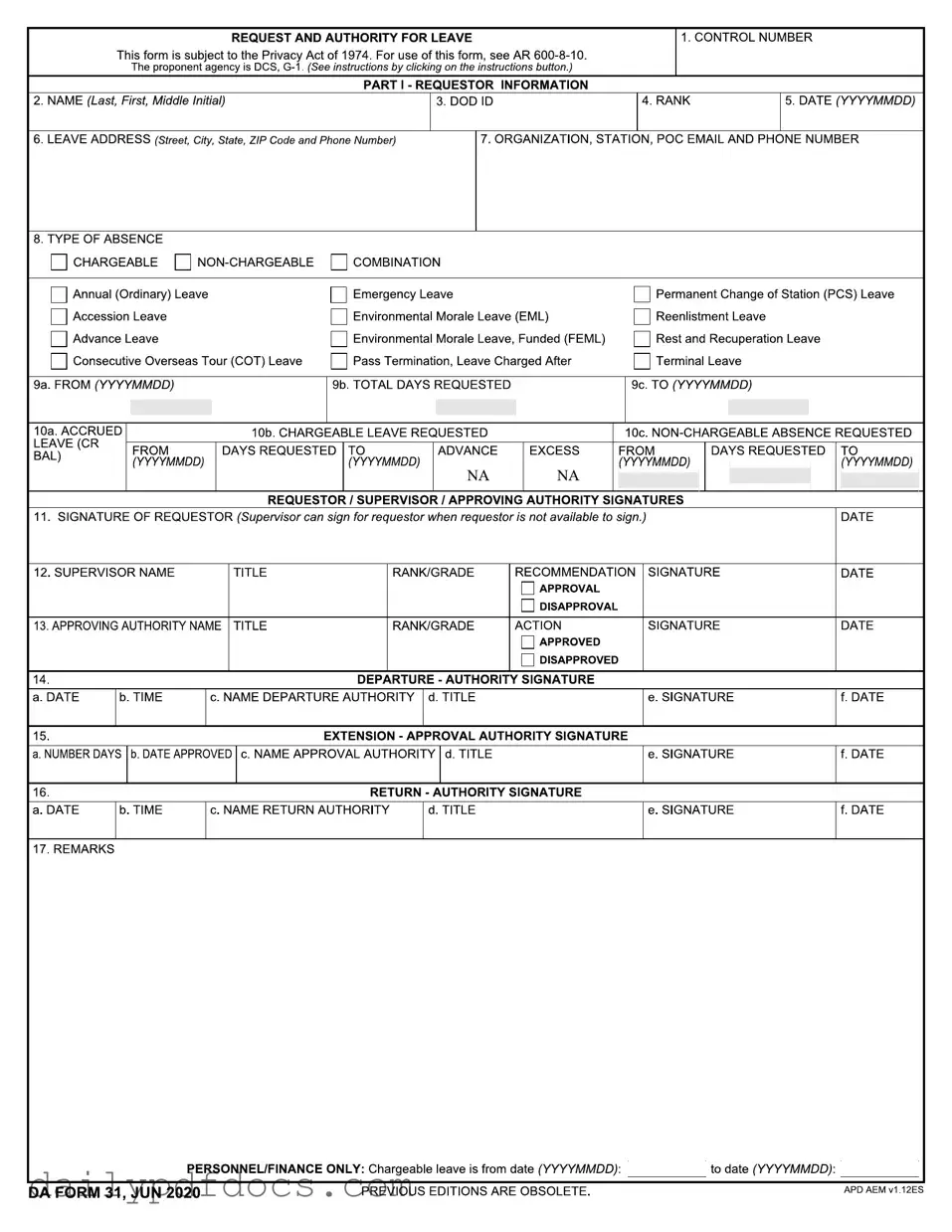 Fill Your Da 31 Form