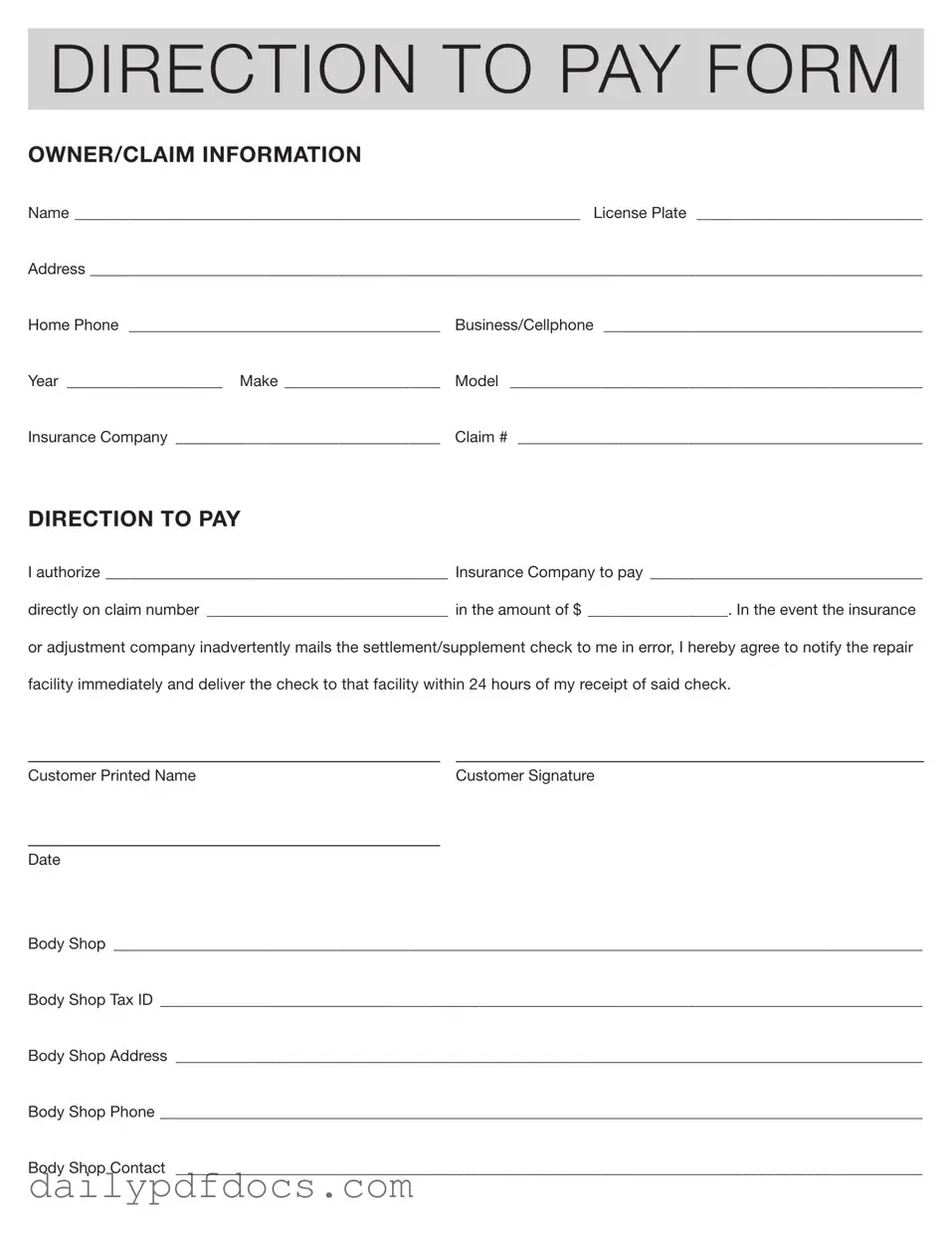 Fill Your Authorization And Direction Pay Form