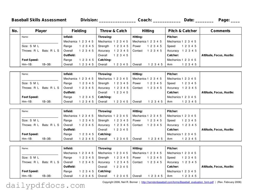 Fill Your Baseball Assessment Form