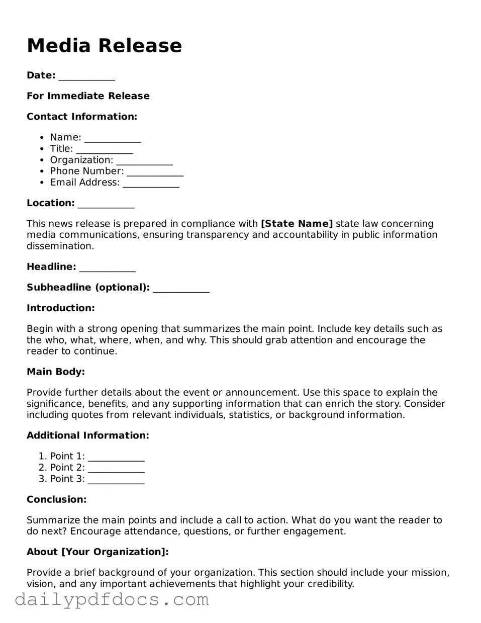 Free Media Release Template