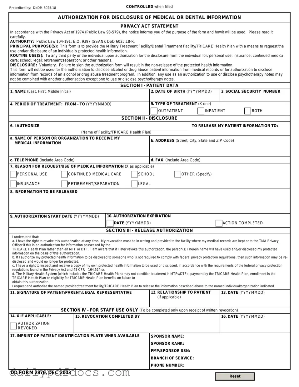Fill Your DD 2870 Form