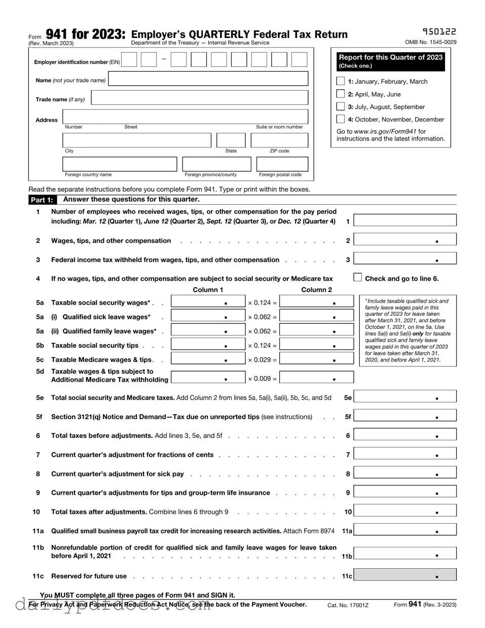Fill Your IRS 941 Form