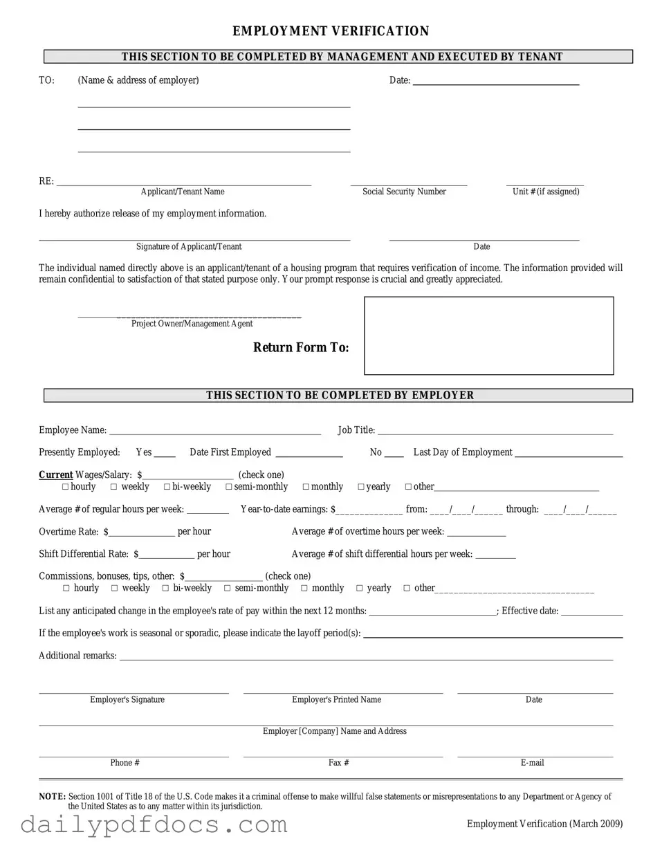 Fill Your Employment verification form Form
