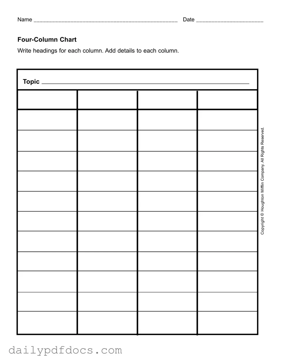 Fill Your Four Column Chart Form