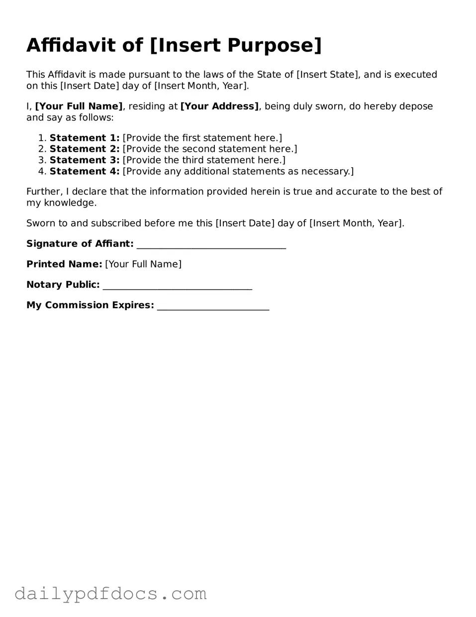 Free Affidavit Template