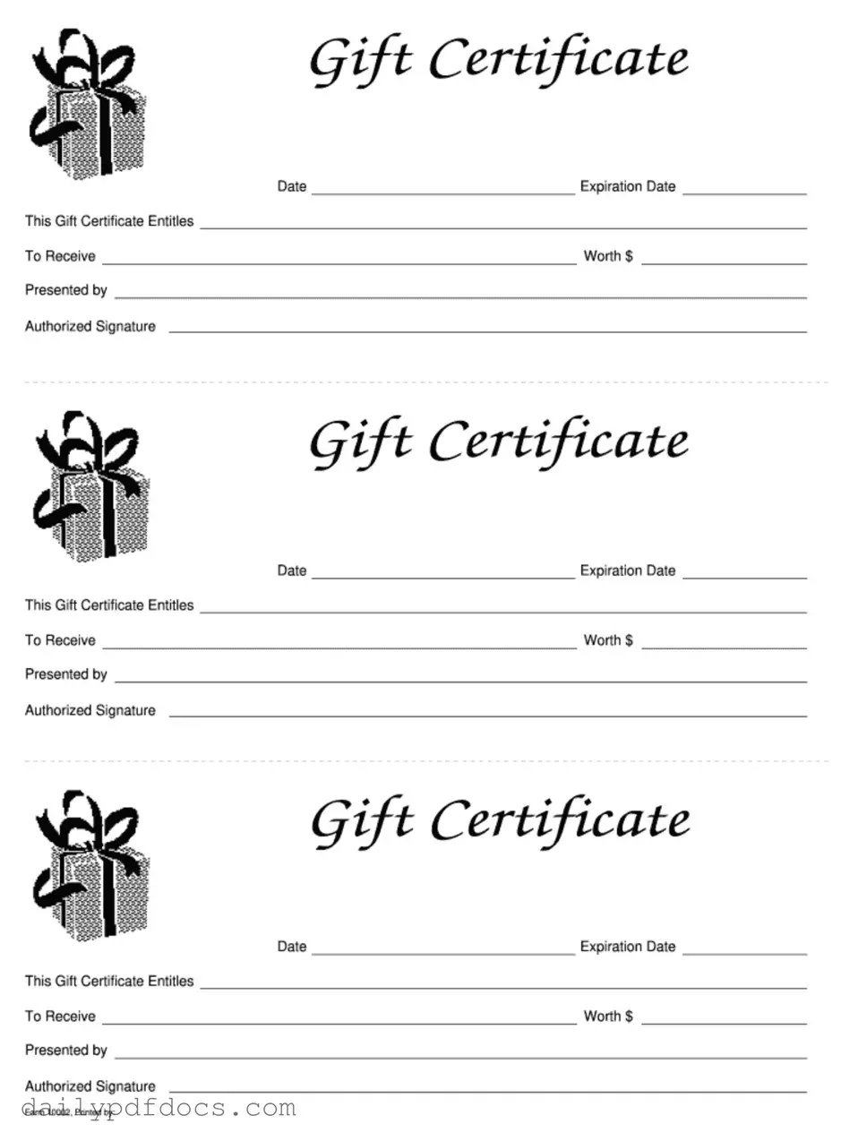 Fill Your Gift Certificate Form