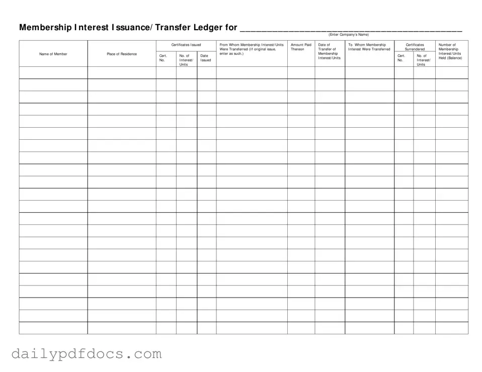 Fill Your Membership Ledger Form