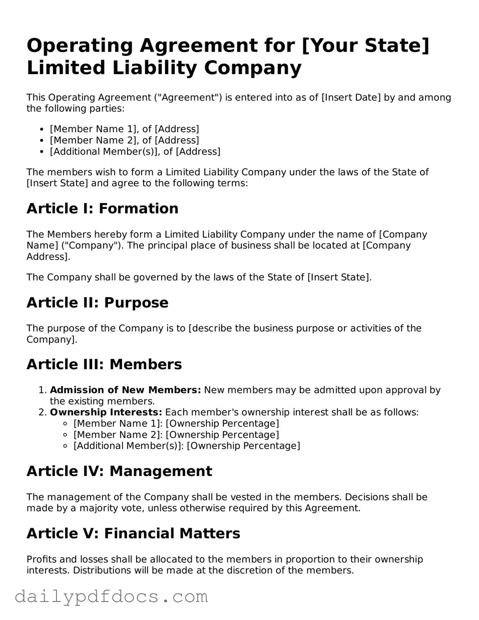 Free Operating Agreement Template