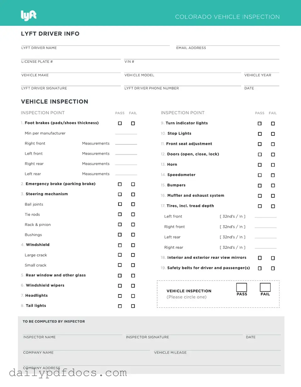 Fill Your Lyft Inspection Form