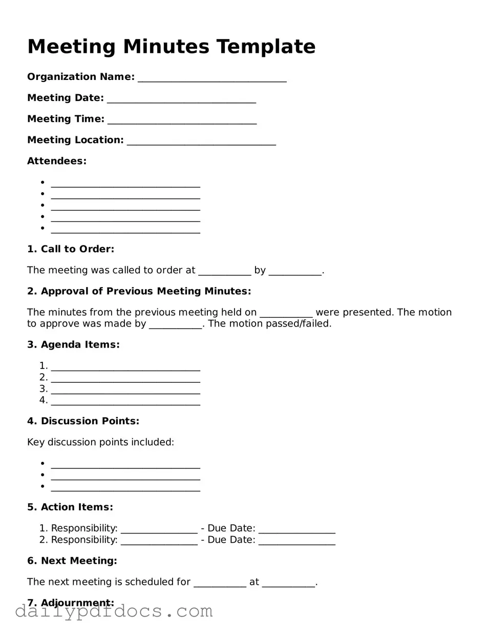 Free Meeting Minutes Template