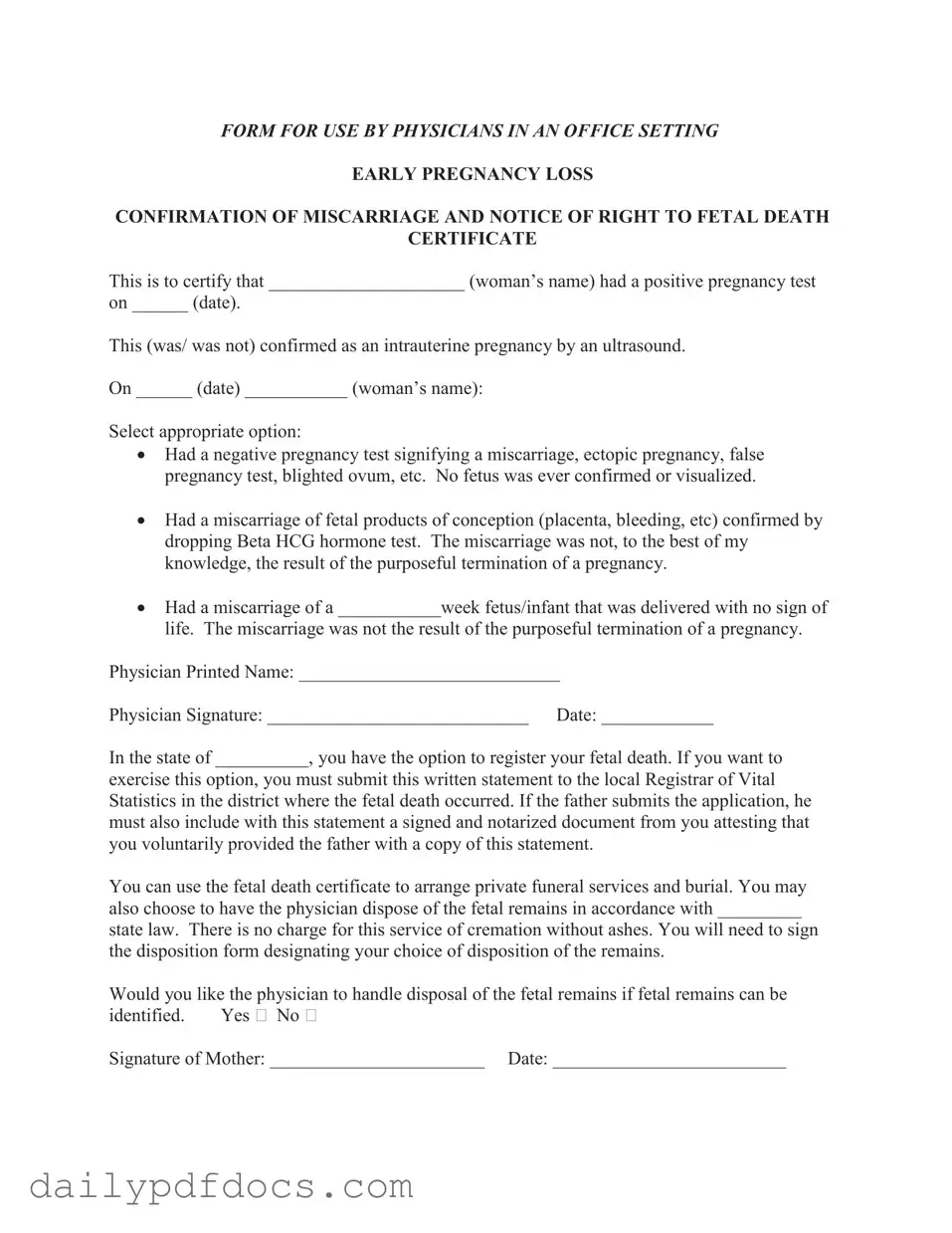 Fill Your Miscarriage Discharge Paper Form