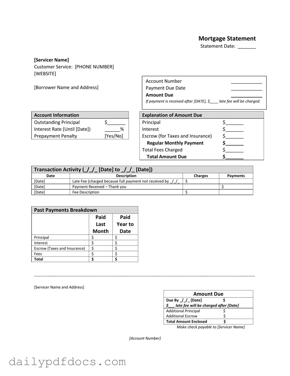 Fill Your Mortgage Statement Form