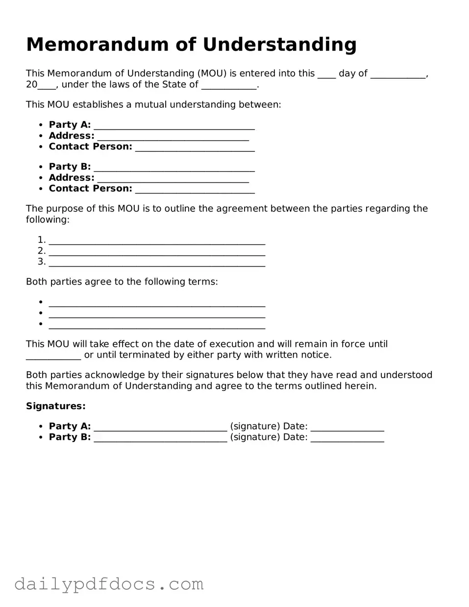 Free Memorandum of Understanding Template