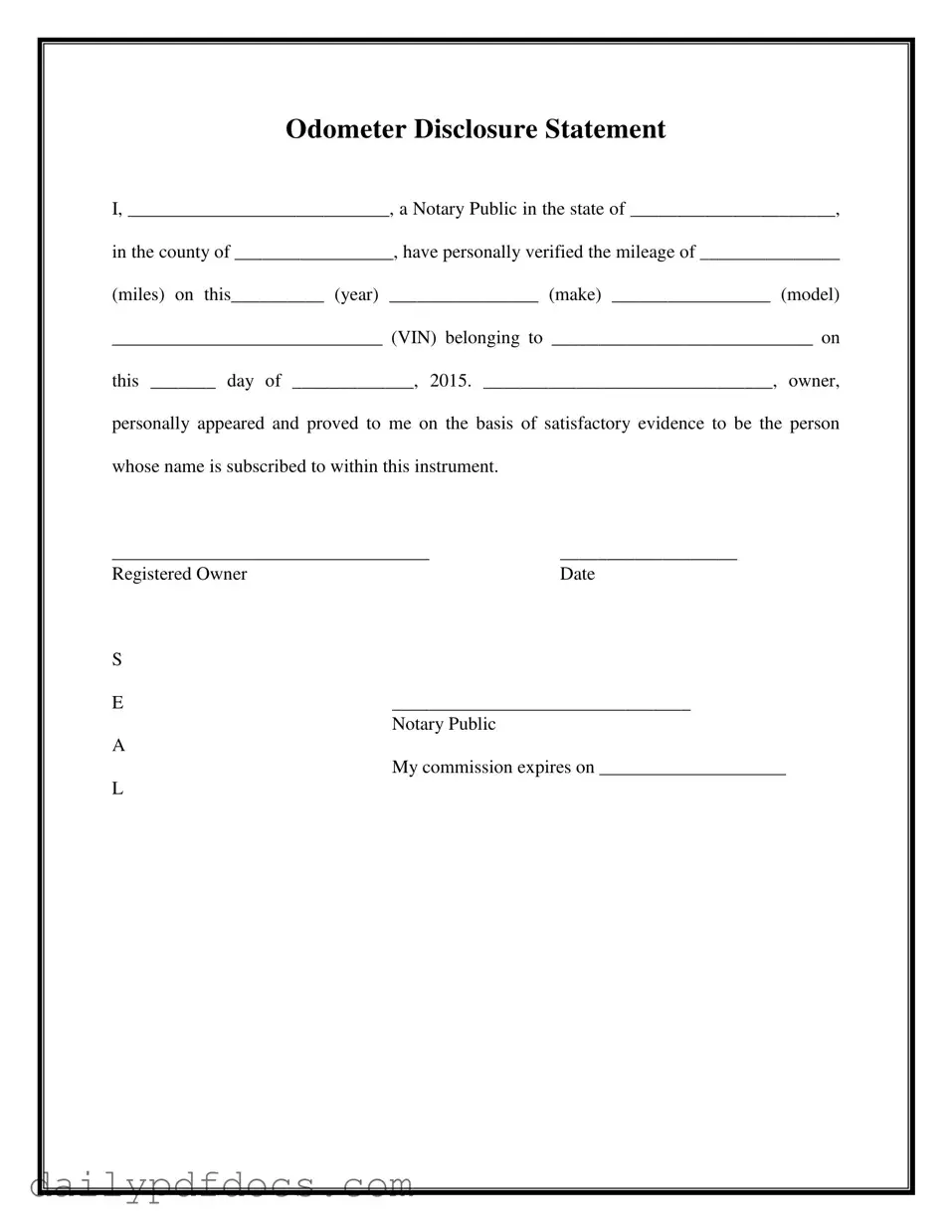 Fill Your Notarized Odometer Statement Form
