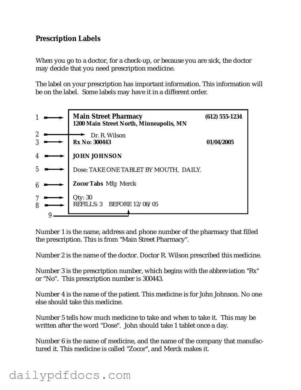 Fill Your Prescription Label Form