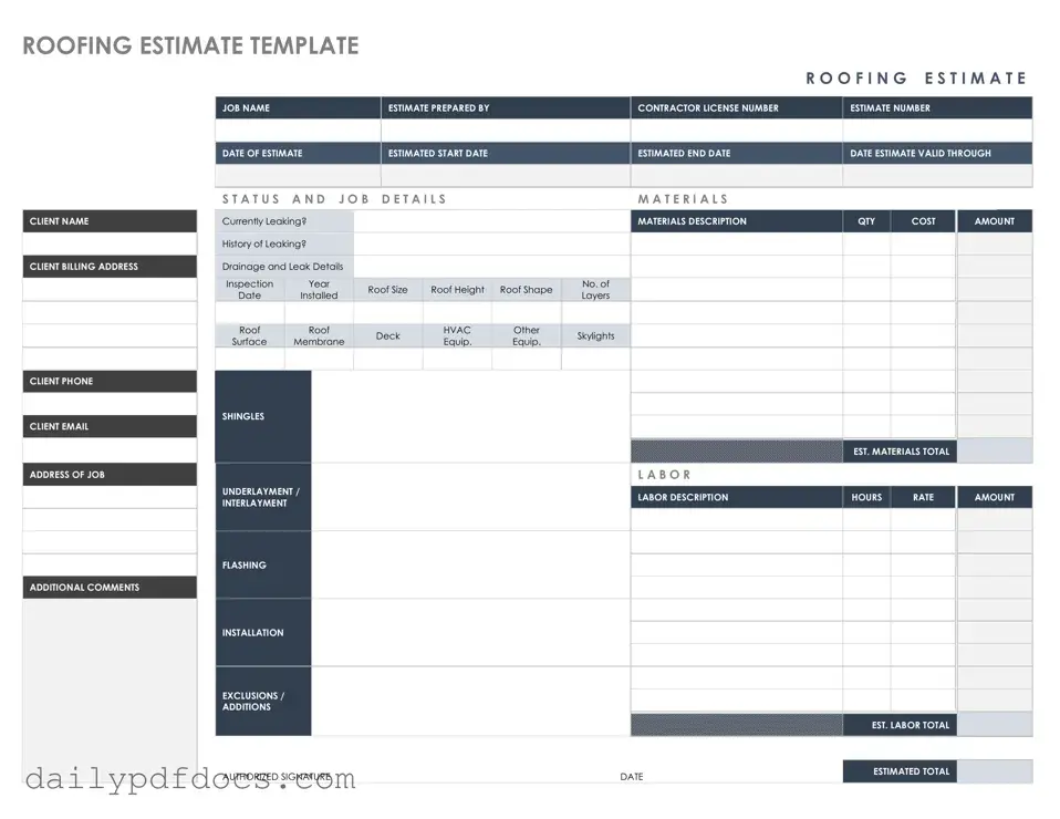 Fill Your Roofing Estimate Form