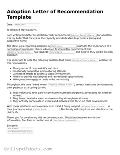 Free Adoption Letter of Recommendation Template