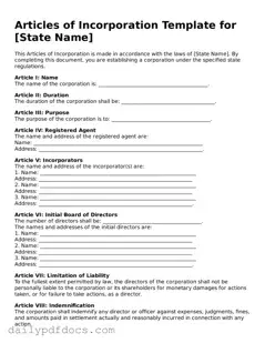 Free Articles of Incorporation Template