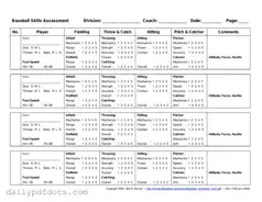 Fill Your Baseball Assessment Form