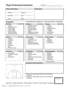 Fill Your Basketball Evaluation Form