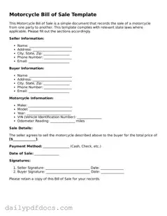 Free Motorcycle Bill of Sale Template