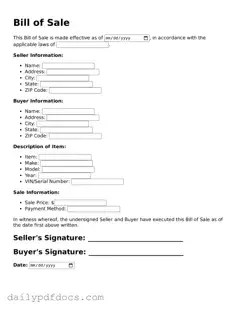 Free Bill of Sale Template