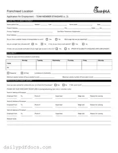 Fill Your Chick Fil A Job Application Form