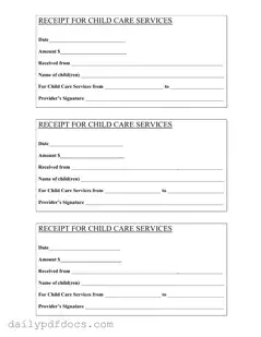 Fill Your Childcare Receipt Form