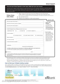 Fill Your Citibank Direct Deposit Form