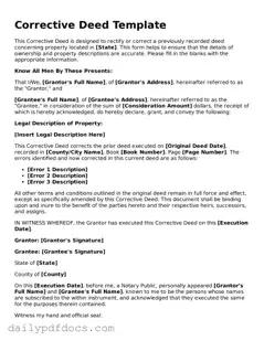 Free Corrective Deed Template