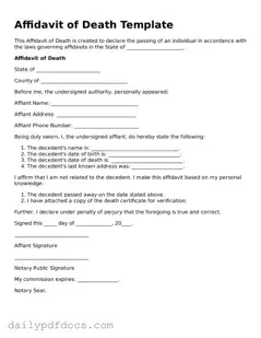 Free Affidavit of Death Template