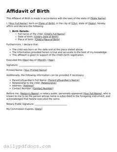 Free Affidavit of Birth Template
