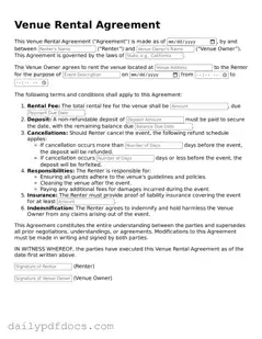 Free Venue Rental Agreement Template