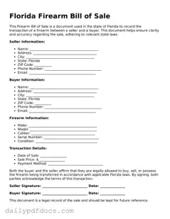 Printable  Firearm Bill of Sale Document for Florida