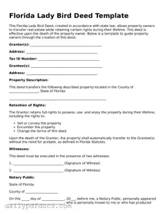 Printable  Lady Bird Deed Document for Florida