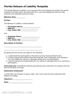 Printable  Release of Liability Document for Florida