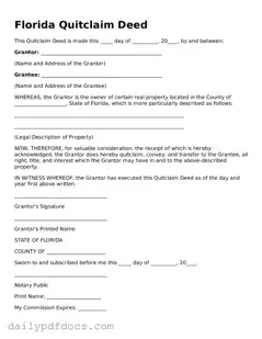 Printable  Quitclaim Deed Document for Florida