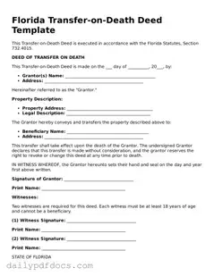 Printable  Transfer-on-Death Deed Document for Florida