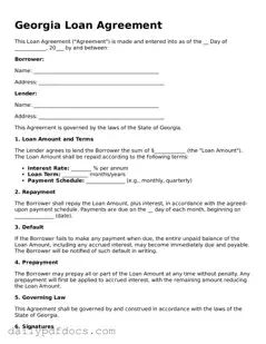 Printable  Loan Agreement Document for Georgia