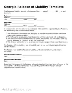 Printable  Release of Liability Document for Georgia