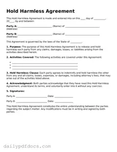 Free Hold Harmless Agreement Template