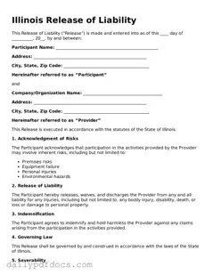 Printable  Release of Liability Document for Illinois