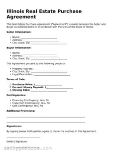 Printable  Real Estate Purchase Agreement Document for Illinois