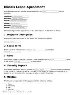 Printable  Lease Agreement Document for Illinois