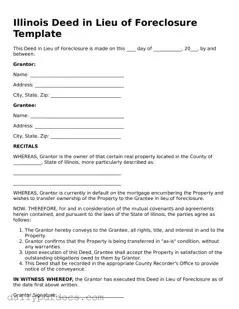 Printable  Deed in Lieu of Foreclosure Document for Illinois