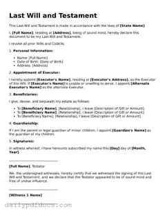Free Last Will and Testament Template