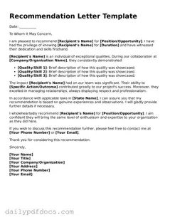 Free Recommendation Letter Template