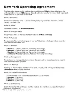 Printable  Operating Agreement Document for New York