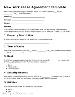 Printable  Lease Agreement Document for New York